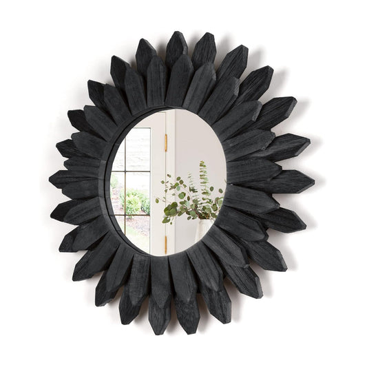 Wall Decor Wall Mirror Boho Wall Decor Wood Decorative Mirror / Black / 12 Inch