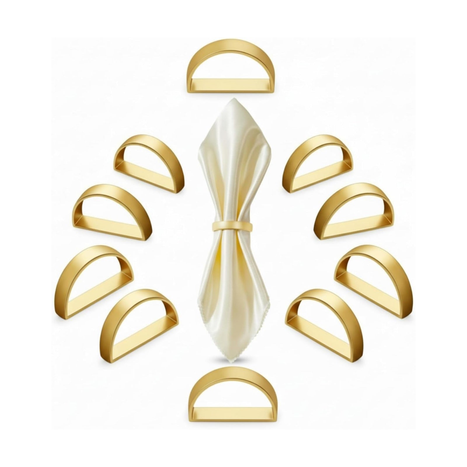 Chengu 20 Pcs Gold Napkin Rings Stainless Steel, Matte Gold Semicircle | Semicircle Design for Table Settings, Modern