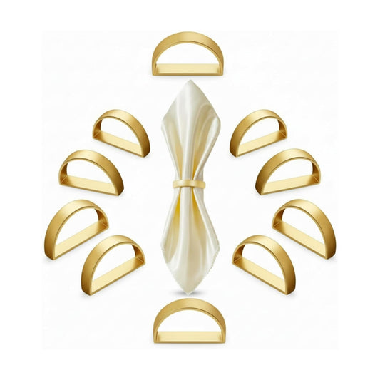 Chengu 20 Pcs Gold Napkin Rings Stainless Steel, Matte Gold Semicircle | Semicircle Design for Table Settings, Modern