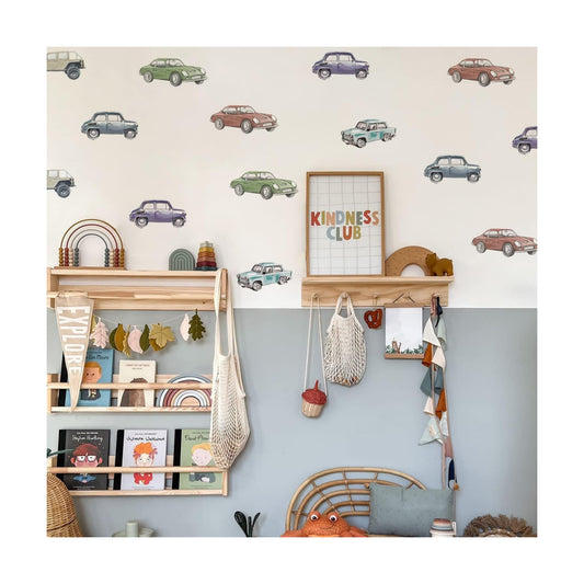 Boy Wall Decals Peel and Stick / Multicolor Cars / Set of 30