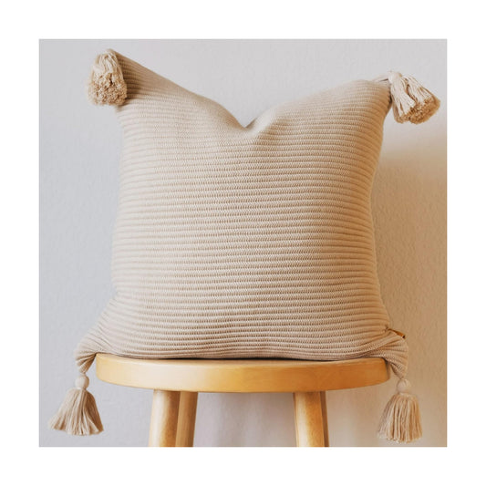 Soft Cotton Throw Pillow Cover / Neutral / 20 x 20 / Beige