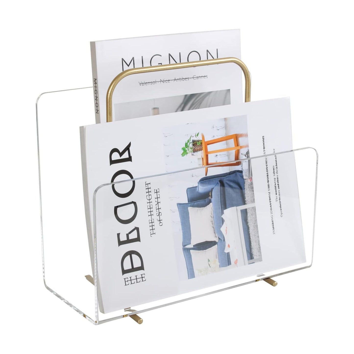 Acrylic Magazine Holder, Crystal Clear Acrylic Magazine Book Rack, Desktop File Organizer for Office Organization