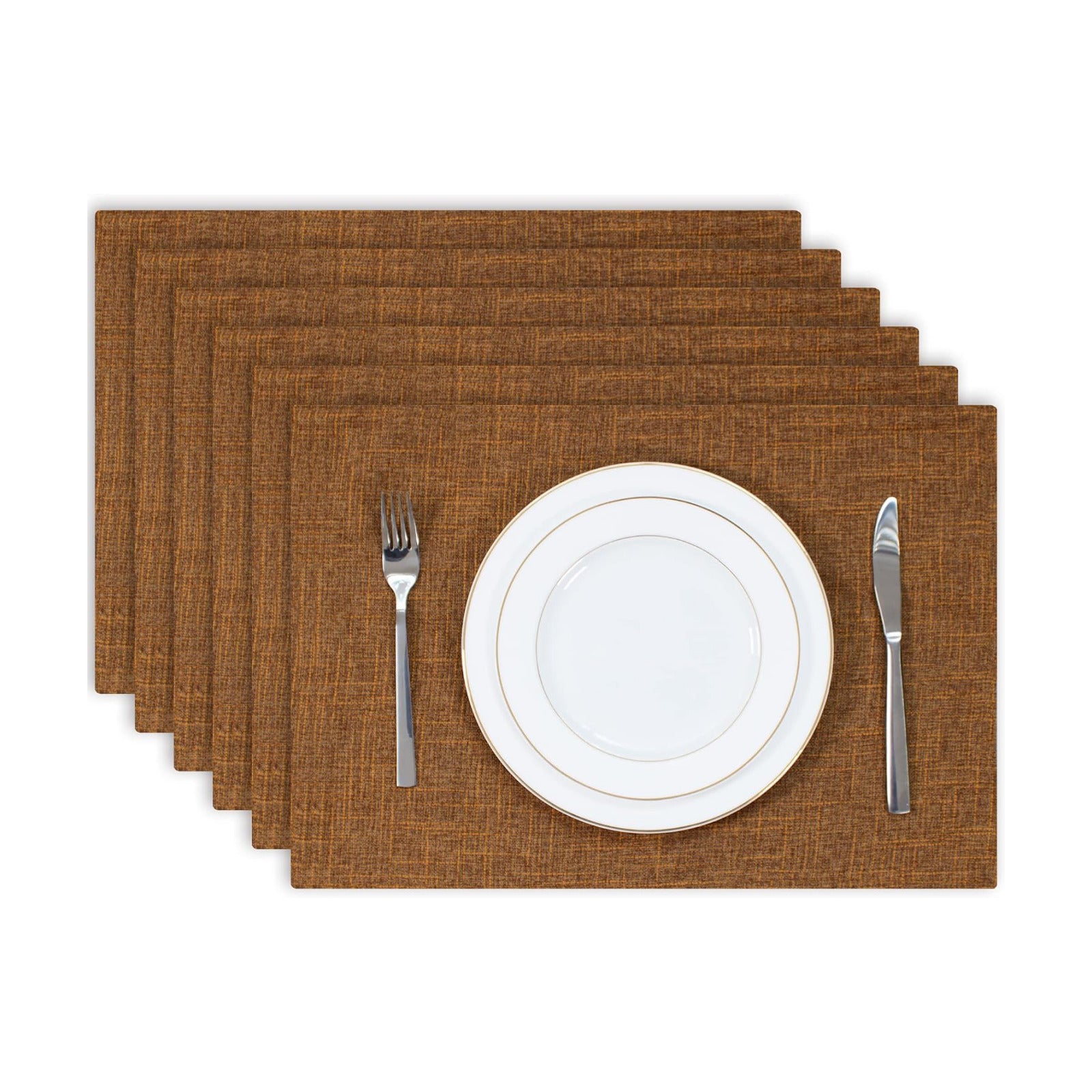 Kevin Textile Burlap Linen Placemats Set of 6 Heat Resistant Dining Table Place Mats Washable Kitchen Table Mats for