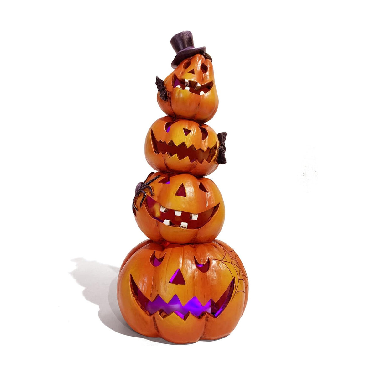 Hodao Halloween Pumpkin Decorations Indoor Orange Stacked Pumpkin Figurine