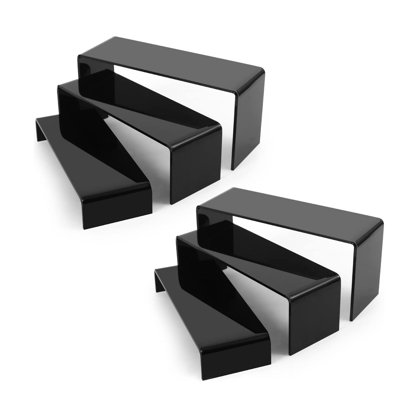 Clear Risers Display Stands / Black / Regular 2 Sets Rectangle / Set of 12