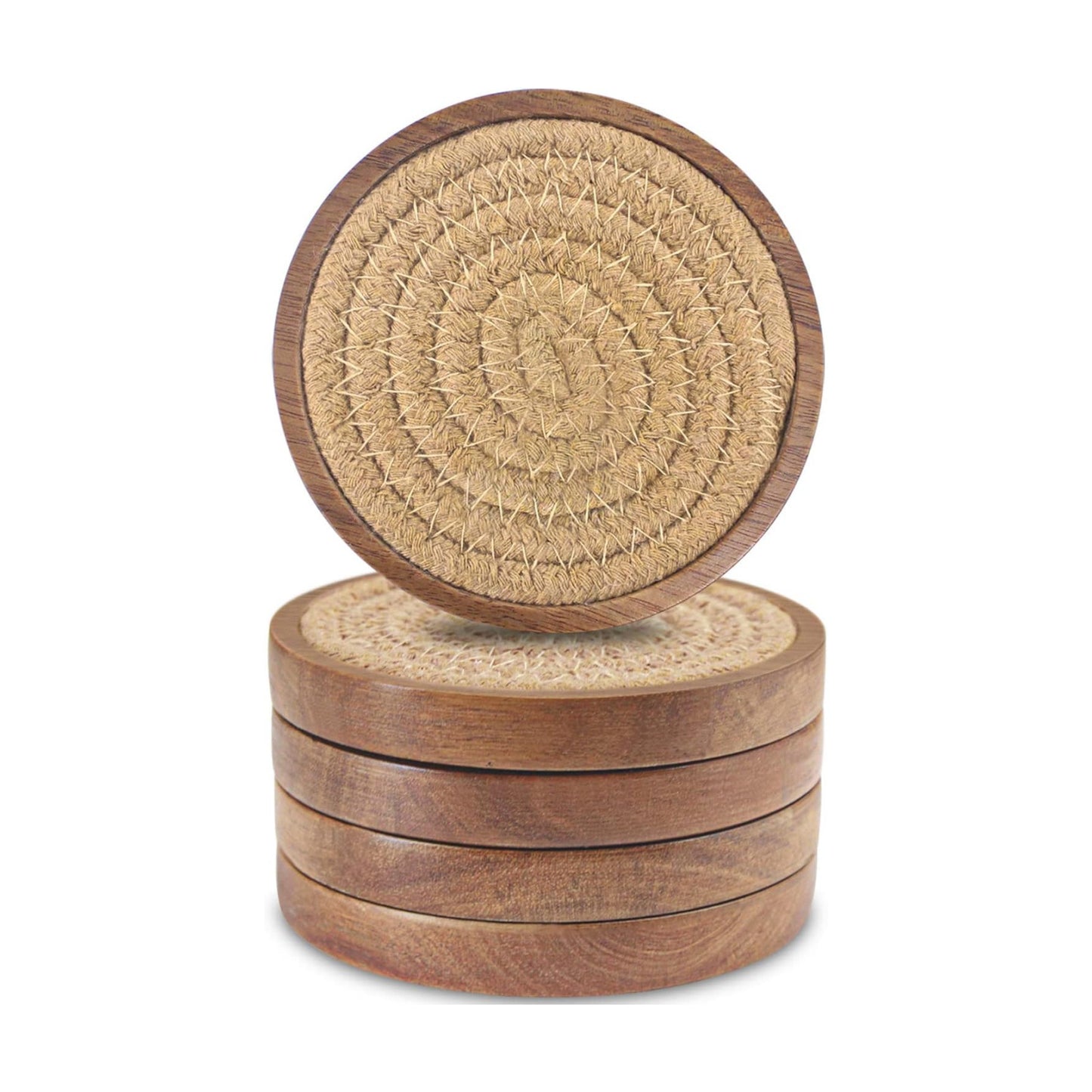 Woven Drink Coasters / Brown / Set of 5