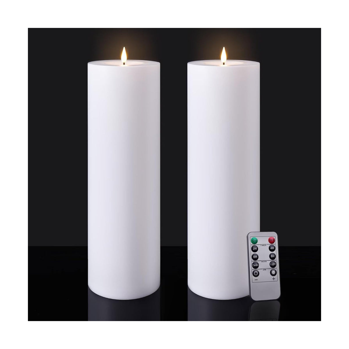 Large Flameless LED Candles Outdoor: 12" x 4" Battery Operated Pillar Candles Flickering with Timer Waterproof Fake