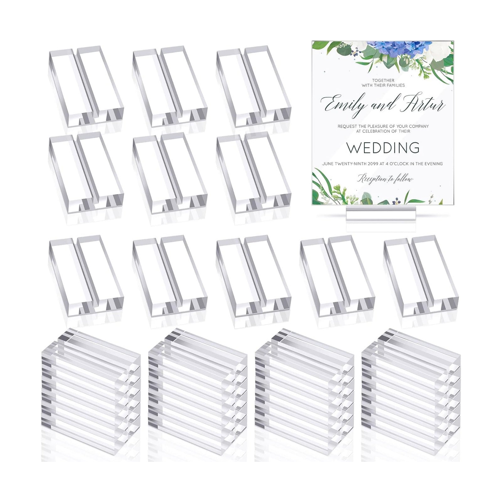 Roowest 100 Pcs Wedding Acrylic Place Card Holders Gifts Clear Table Number Holders 2 Inch Place Stands Acrylic Display