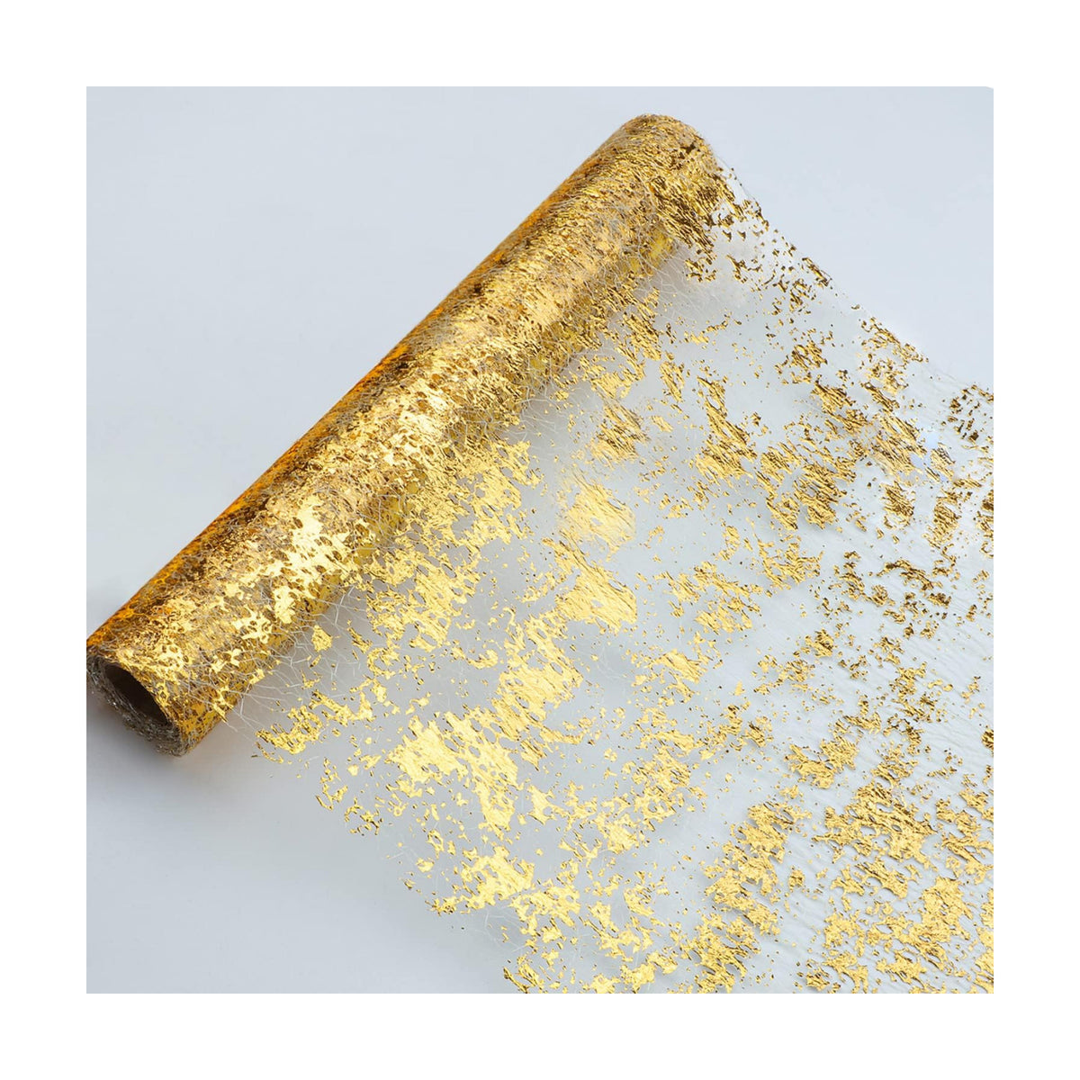 Snowkingdom Gold Table Runner, Sequin Glitter Metallic Foil Thin Mesh Sparkly Runner Roll 100 Feet, Gold Birthday Party Decorations, for Event Wedding Showers Christmas Thanksgiving Festive