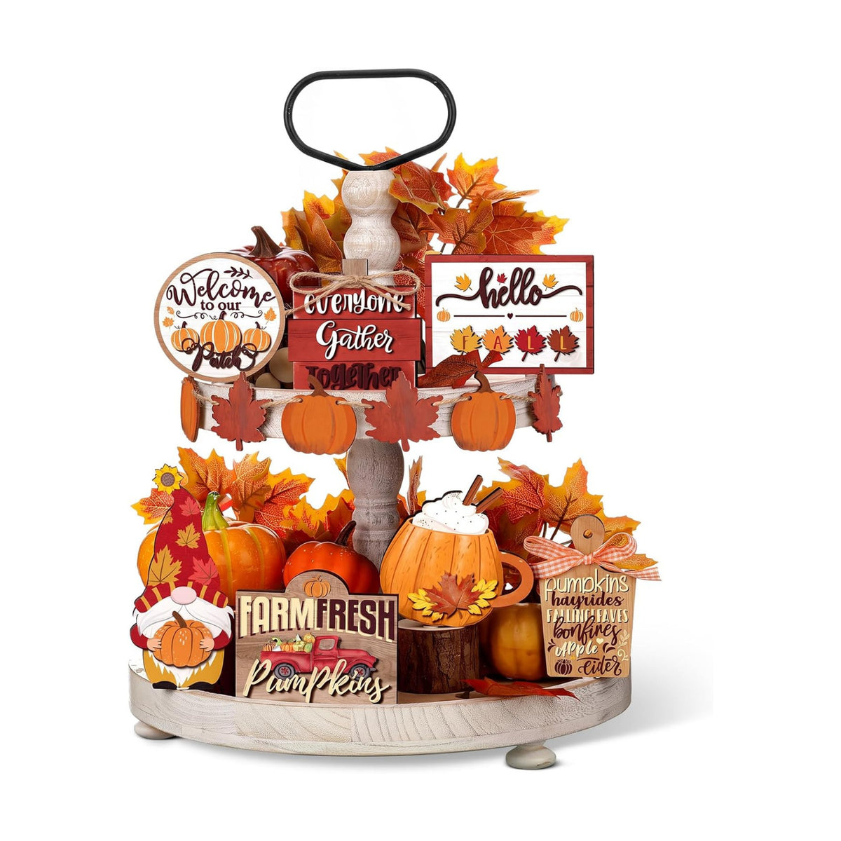 BBTO 13 Set Fall Tiered Tray Decor Rustic Farmhouse 3D Layered Wooden Signs