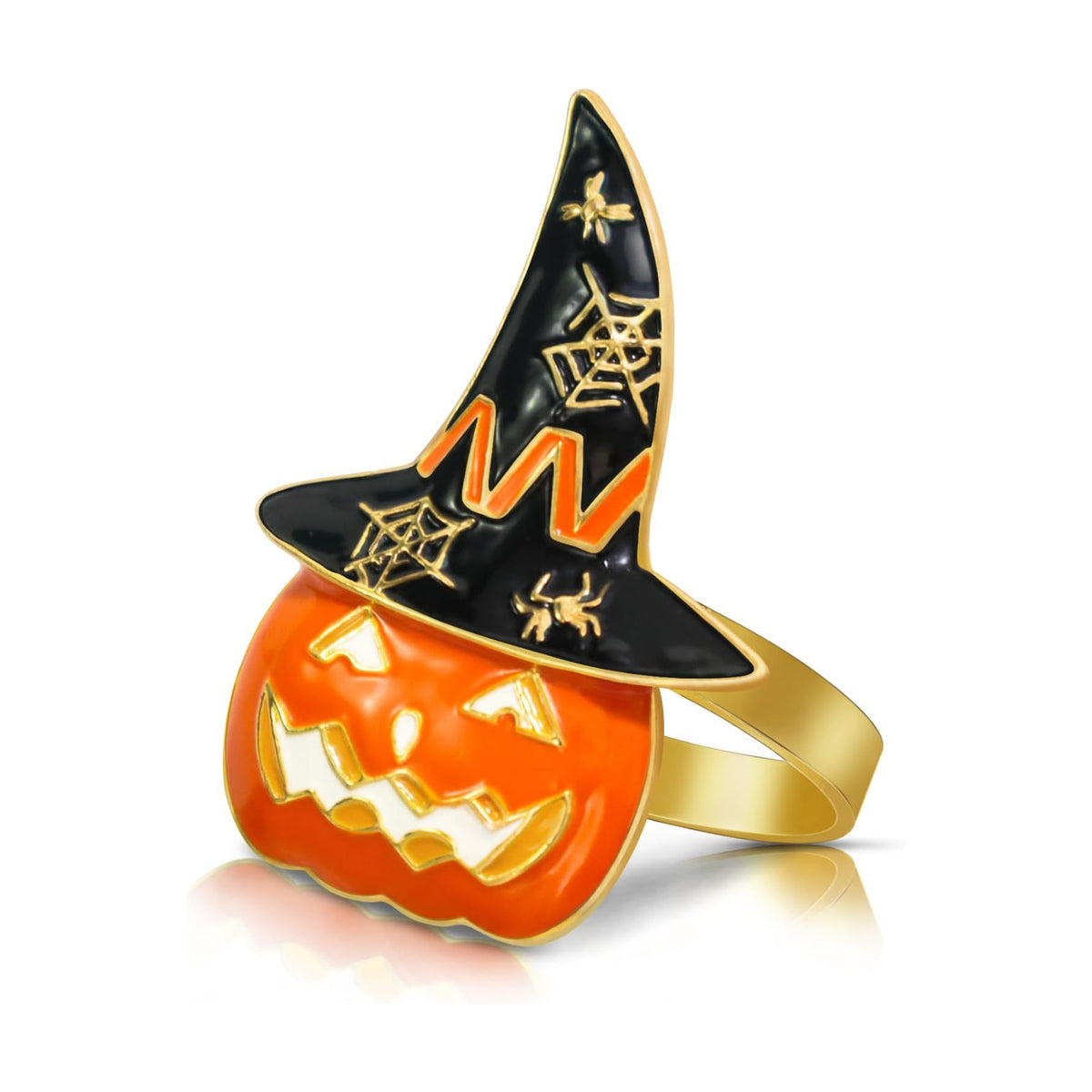 Legigo Set of 6 Halloween Napkin Rings for Dinning Table Settings- Horror Scary Orange Pumpkin Black Witch Hat Napkin Holder Ring for Holiday Party Kitchen Dinner Table Decarations