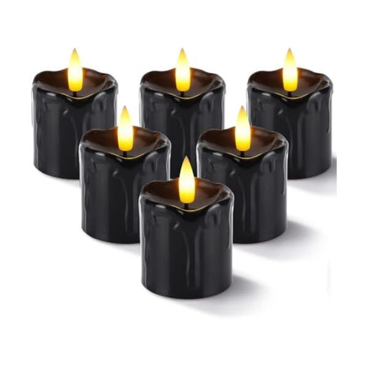 Homemory 2"x 2" Black 6 Hour Timer Flameless Votive Candles, 6 Pack