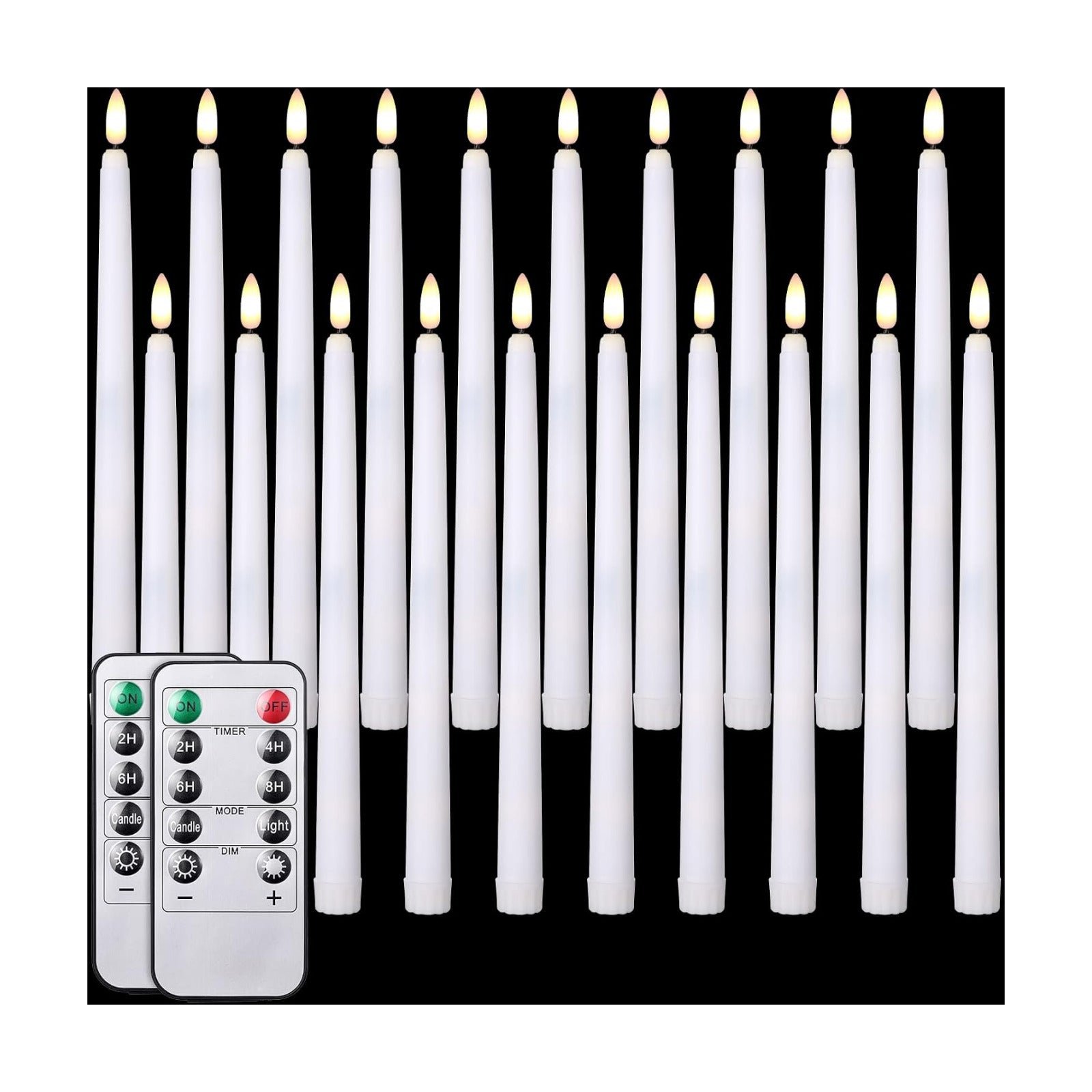 20 Pcs LED Flameless Taper Candles with Remote Timer,10.83",White | Battery Operated Flickering Candlesticks for