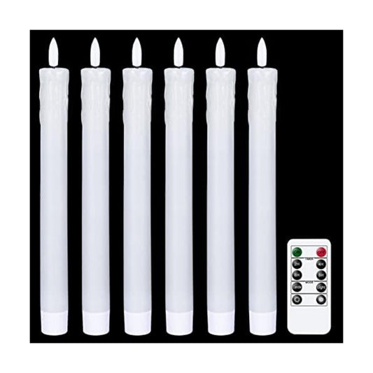 GenSwin Drip Wax Flameless Taper Candles Battery Operated with Remote Timer