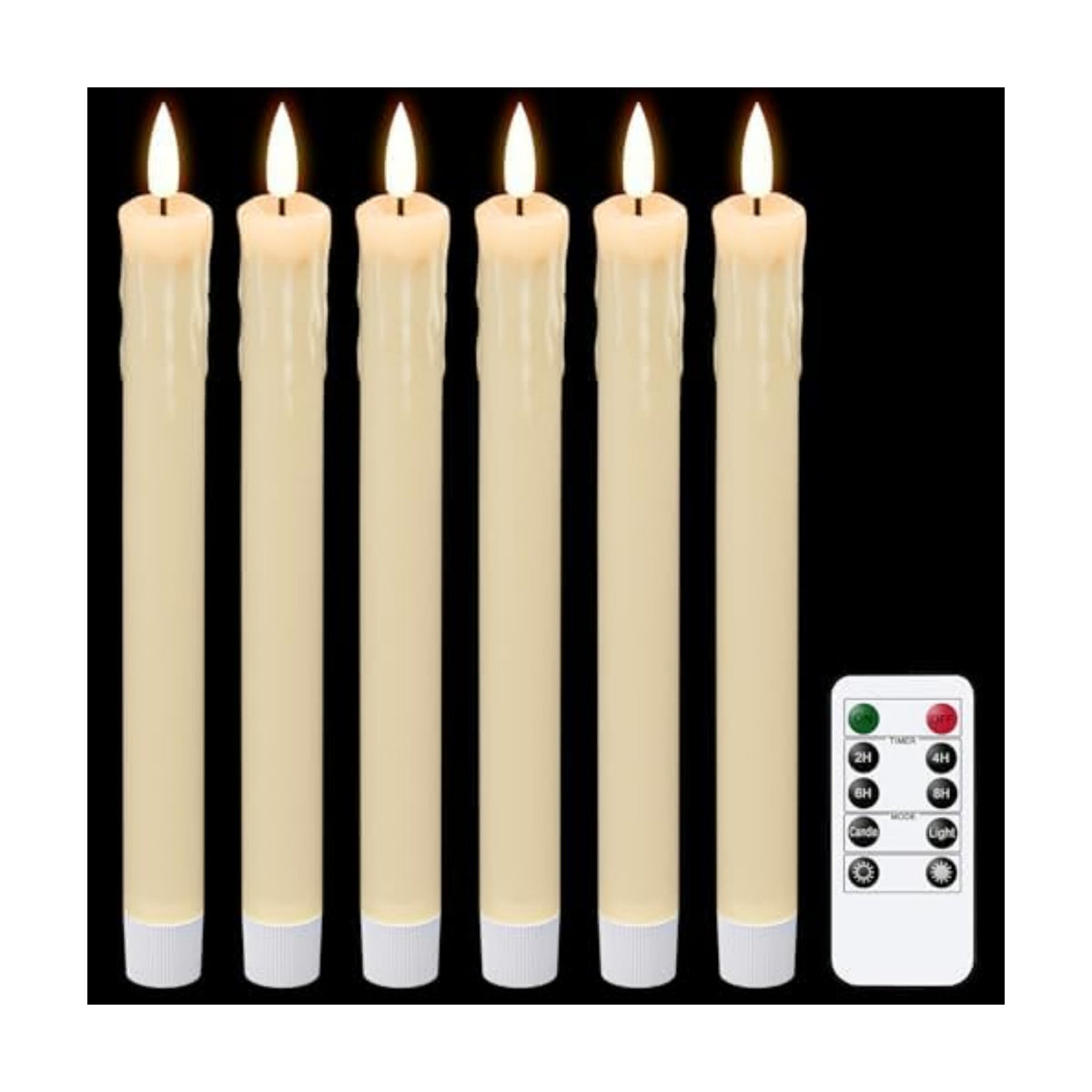 GenSwin Drip Wax Flameless Taper Candles Battery Operated with Remote Timer