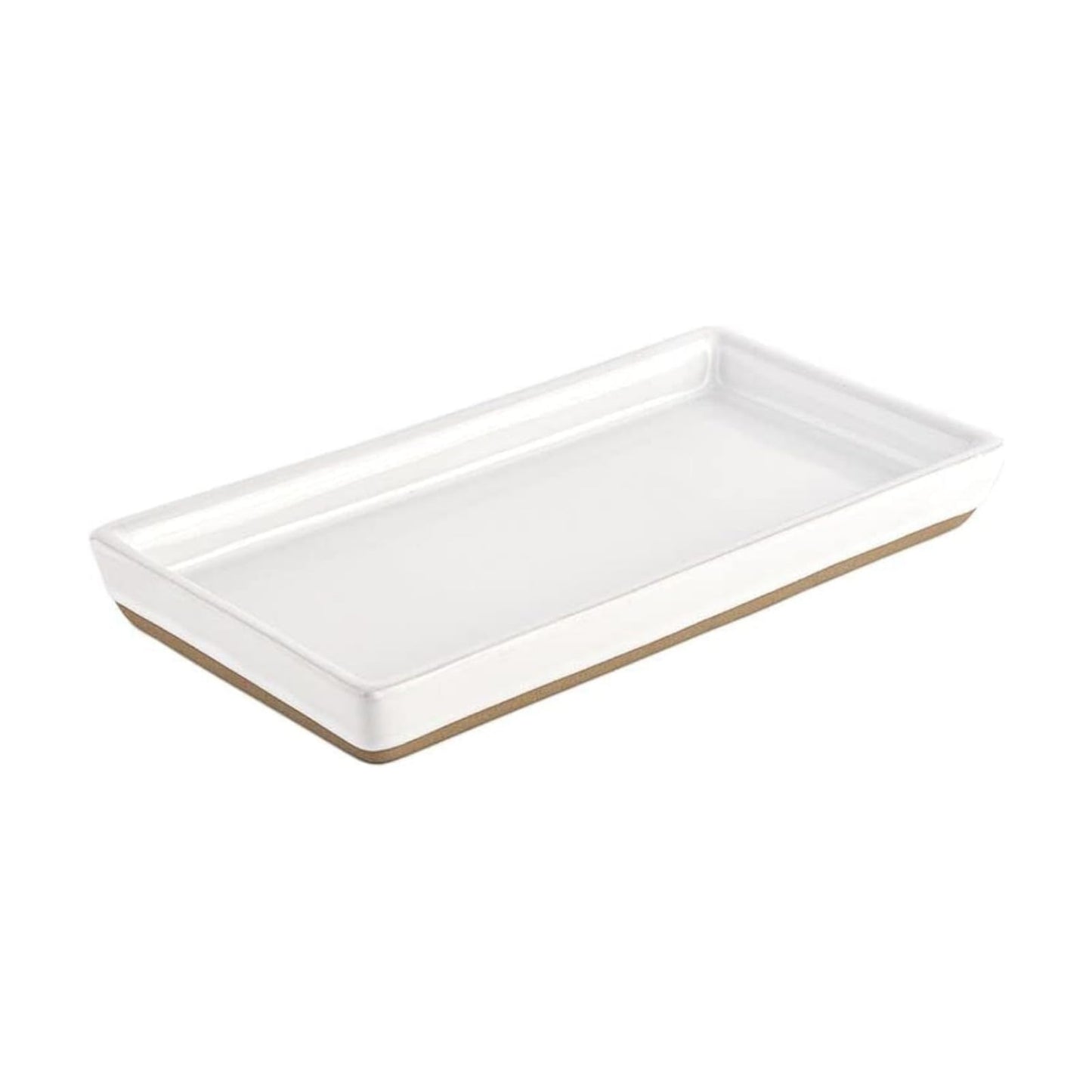 Stoneware Tray / Kitchen and Bathroom Dispenser Holder / White