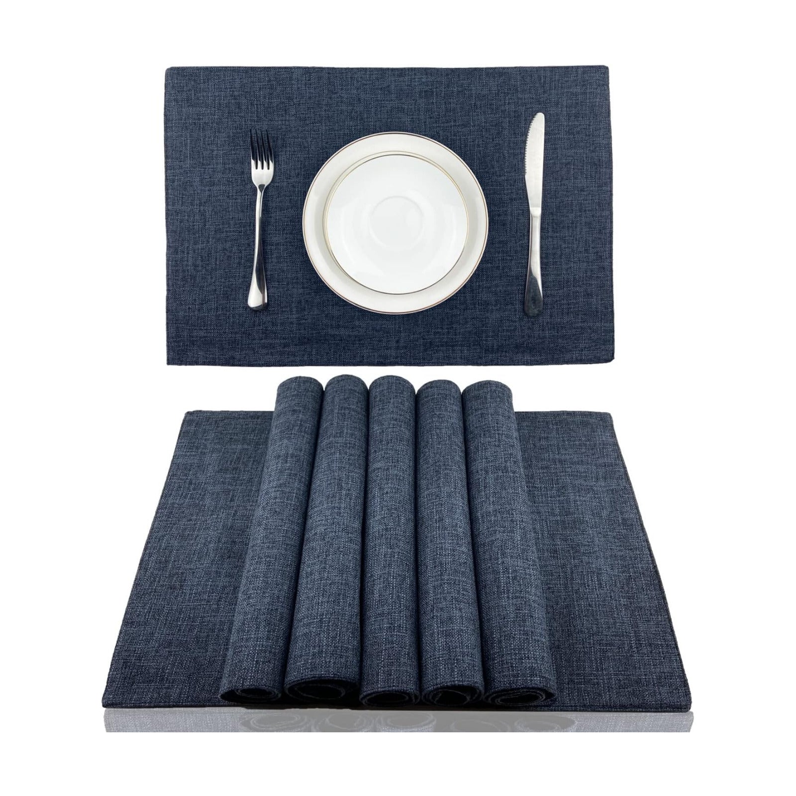 Weabetfu Cloth Placemats Set of 6 Heat Resistant Dining Table Placemats | Cotton Linen Machine Washable Kitchen Table