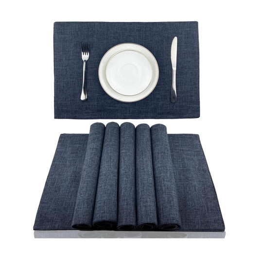 Weabetfu Cloth Placemats Set of 6 Heat Resistant Dining Table Placemats | Cotton Linen Machine Washable Kitchen Table