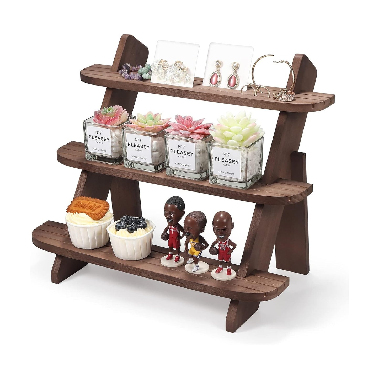 Wooden Display Stand / Walnut-3tier