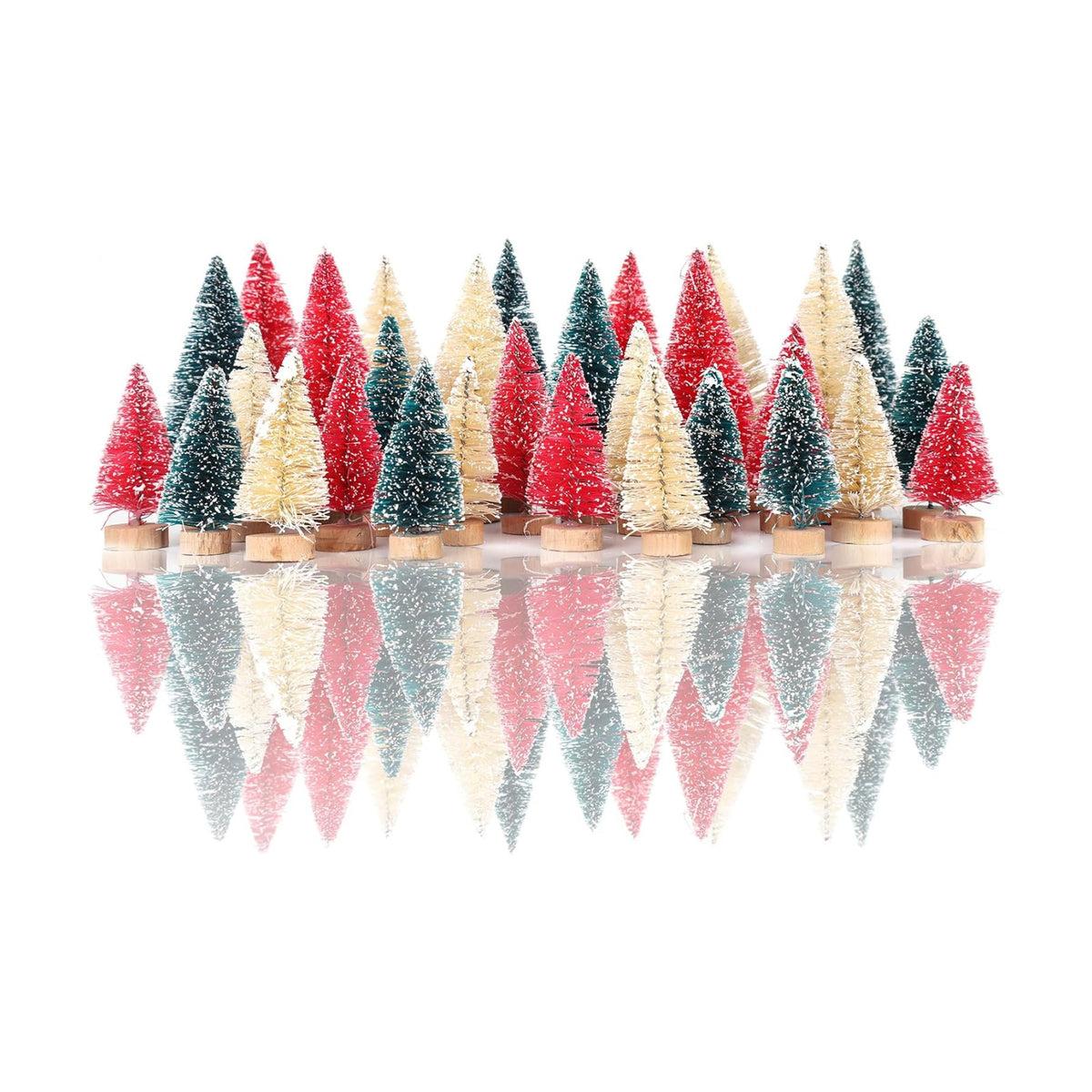 30 Pcs Bottle Brush Trees Christmas Decorations Indoor, Red Blue Yellow Miniature Christmas Tree, Mini Christmas Tree with 4Sizes for Christmas Decor