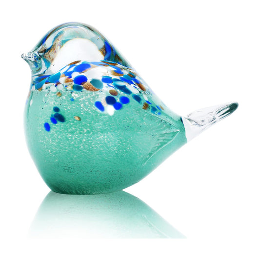 7" Big Handmade Glass Bird Figurines Blown Glass Bird Paper Weight Collectibles Art Animal / Blue