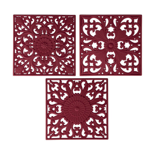 Square Microwave Cover Mat / D: Square-burgundy