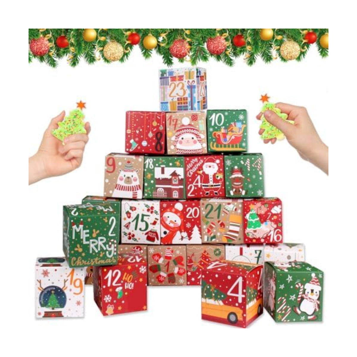 ONESING 24 Pcs DIY Christmas Advent Calendar Boxes for 2026, 24 Days Countdown Calendar Gift for Adults and Kids Christmas Cardboard Number Boxes Make & Fill Your Own Advent Calendar Boxes Lovely Xmas Party Present