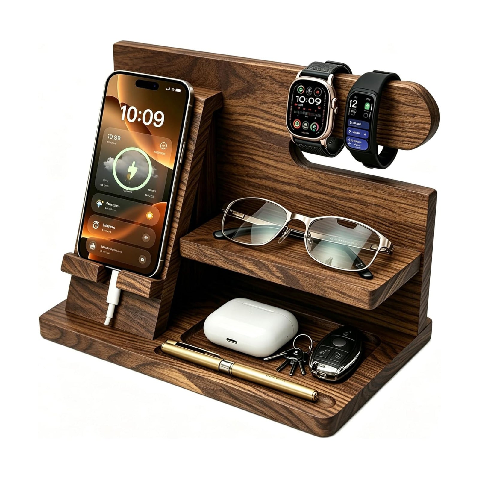 Gifts for Men Wood Phone Docking Station Birthday Gift for Men Valentines Day Gifts Father Gift for Him Boyfriend