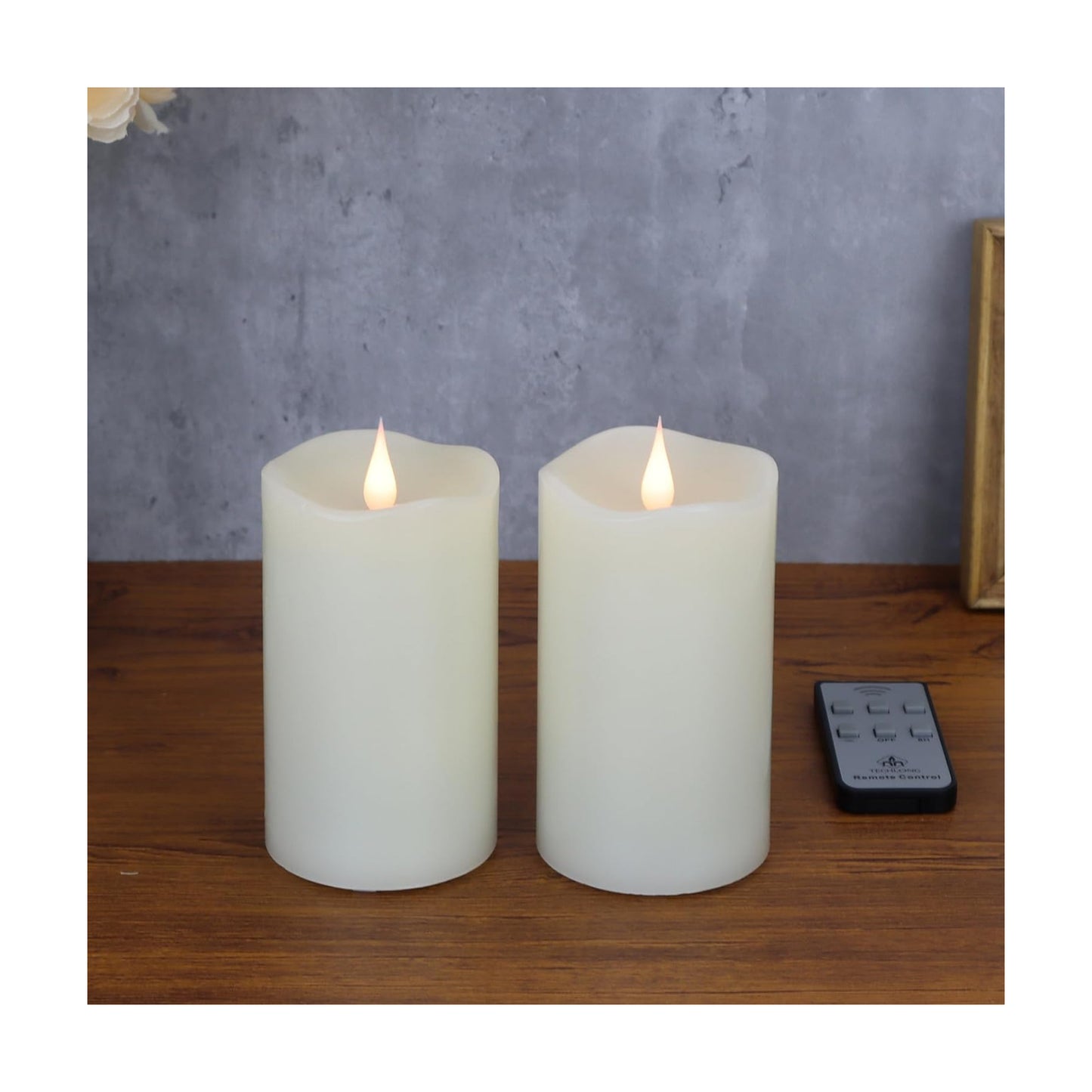 Flameless Candles with Remote Timer, 3D Moving Flickering Flame Battery Operated Candles Lasting 1000+ Hours, 3" x 5"