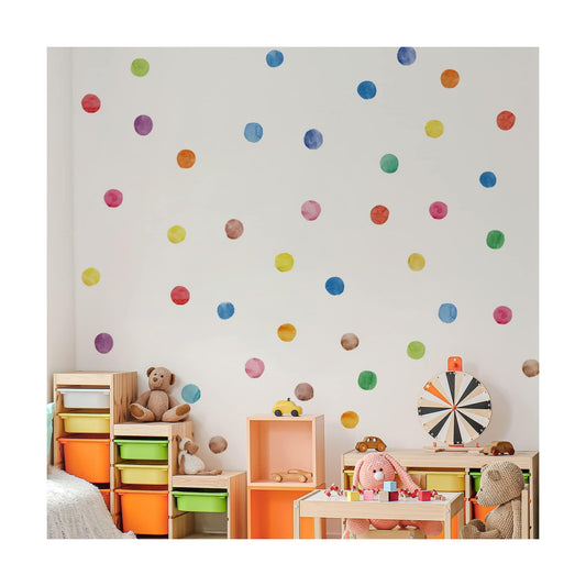 Colorful Polka Dot Wall Decals Watercolor Dots Wall Sticker for Kids Baby / Assorted Dot / 12 Sheets