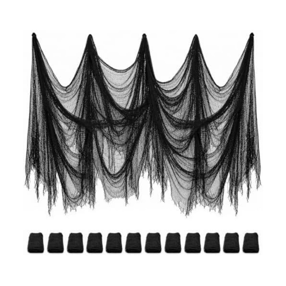 Legigo 12 Pack Halloween Creepy Cloths, Black Fabric Yard Decorations