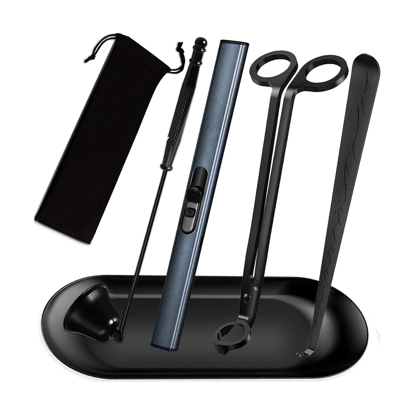 5IN1 Candle Accessory Set, Candle Wick Trimmer Cutter, Candle Snuffer & Candle Wick Dipper,Electric Lighter,Storage