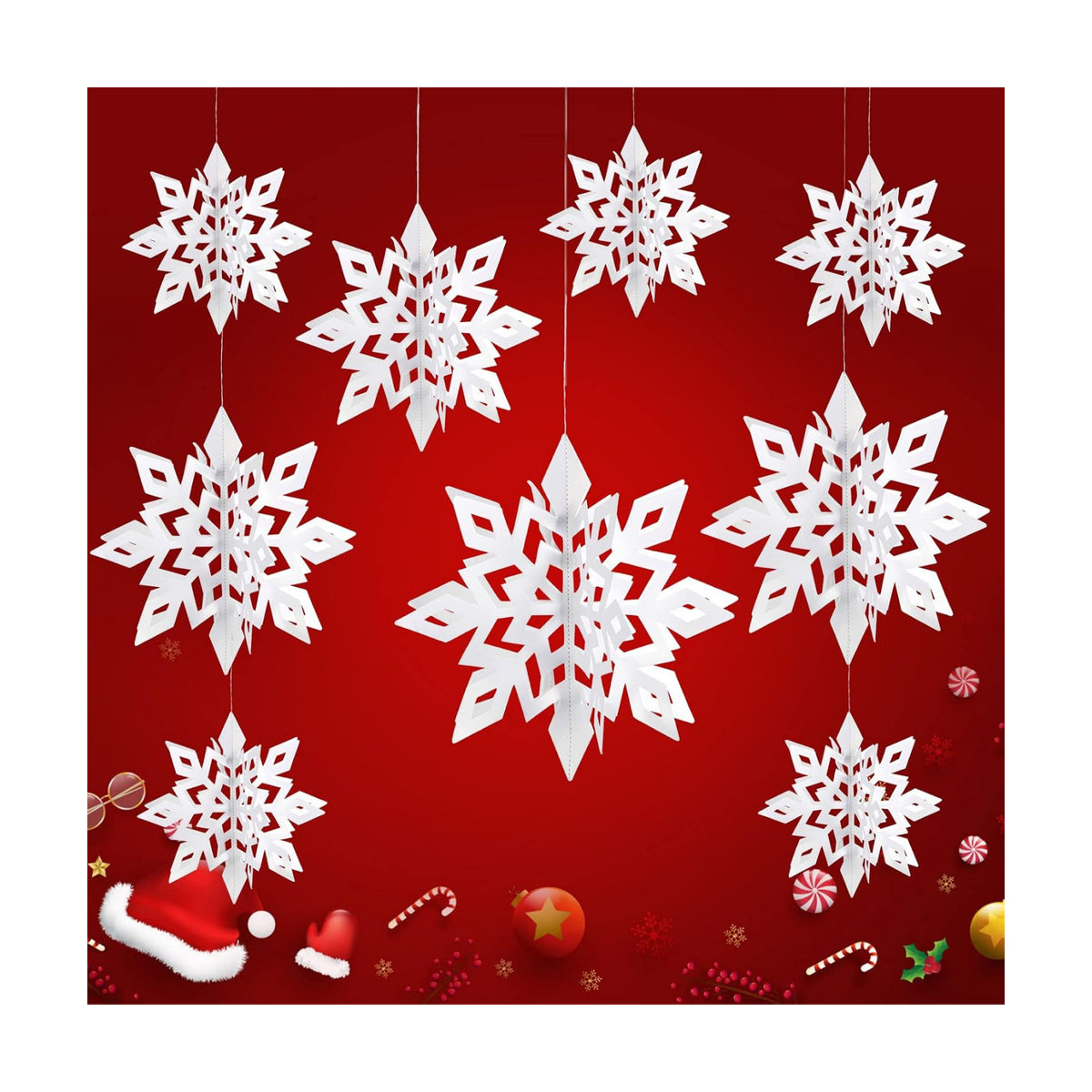 3D Christmas Snowflakes 18PCS Large Ornaments Hanging Decorations