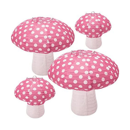 Windspeed 4Pcs Mushroom Shaped Paper Lanterns 8 &12 Inch Mushroom Lanterns