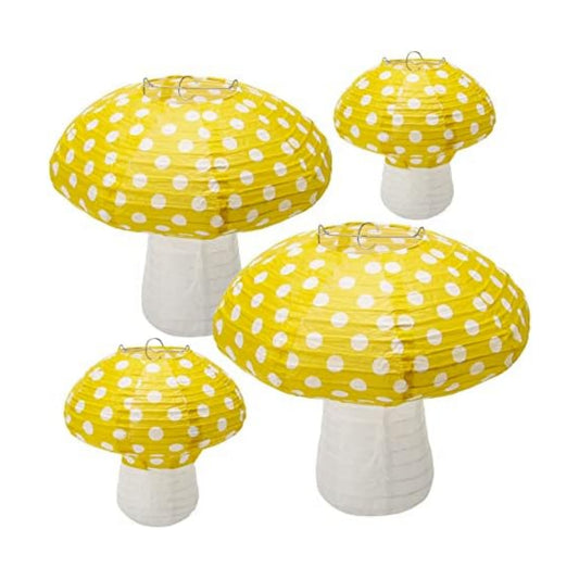 Windspeed 4Pcs Mushroom Shaped Paper Lanterns 8 &12 Inch Mushroom Lanterns