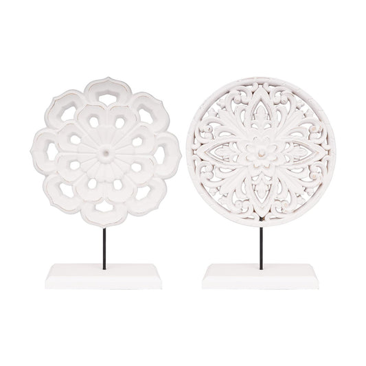 Rustic Distressed MDF Statues Home Tabletop / White / Set of 2