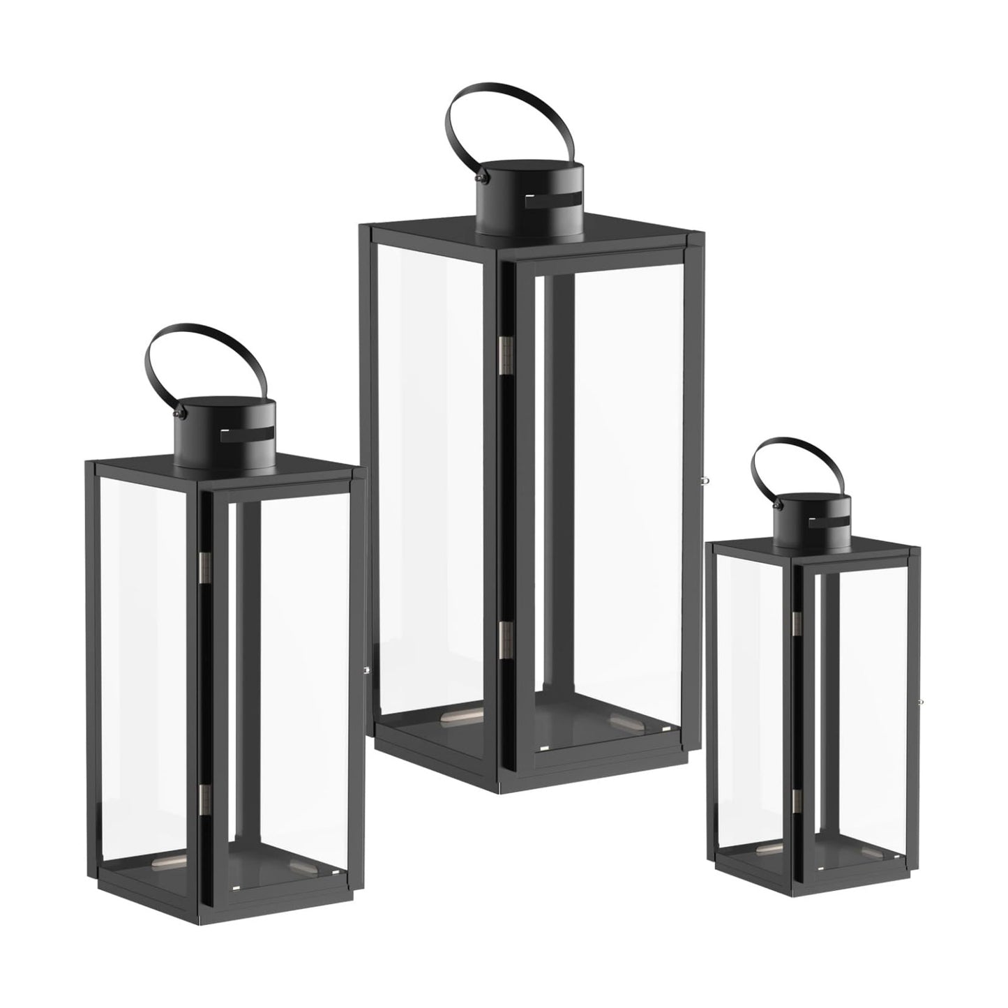 MATICO Stainless Decorative Candle Lantern Set of 3, Hanging Decor Hurricane Lantern Candle Holder for Festival