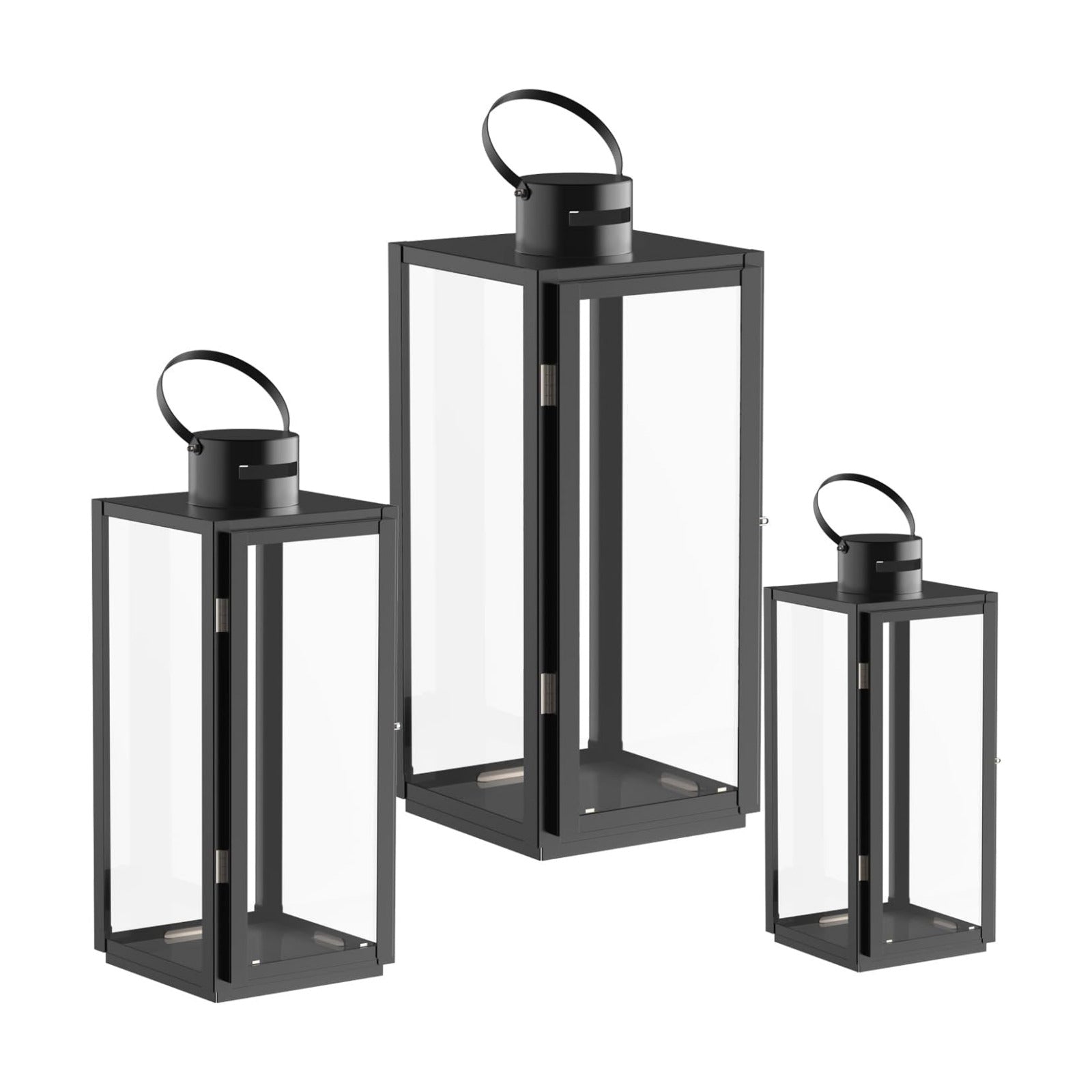 MATICO Stainless Decorative Candle Lantern Set of 3, Hanging Decor Hurricane Lantern Candle Holder for Festival