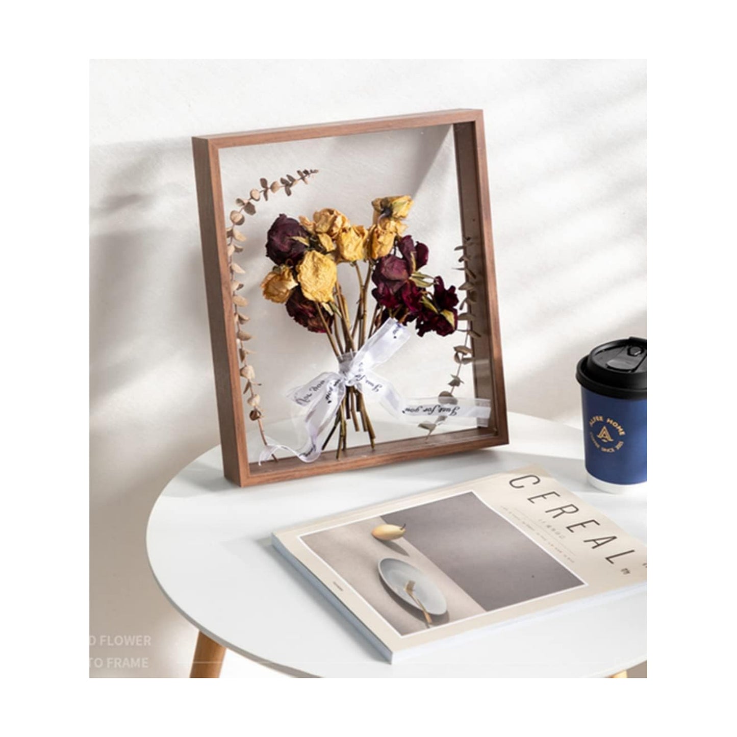 Wooden Dried Flower Photo Frame Dried Flower Display Stand Decorative Floating / 8 x 12 / Brown