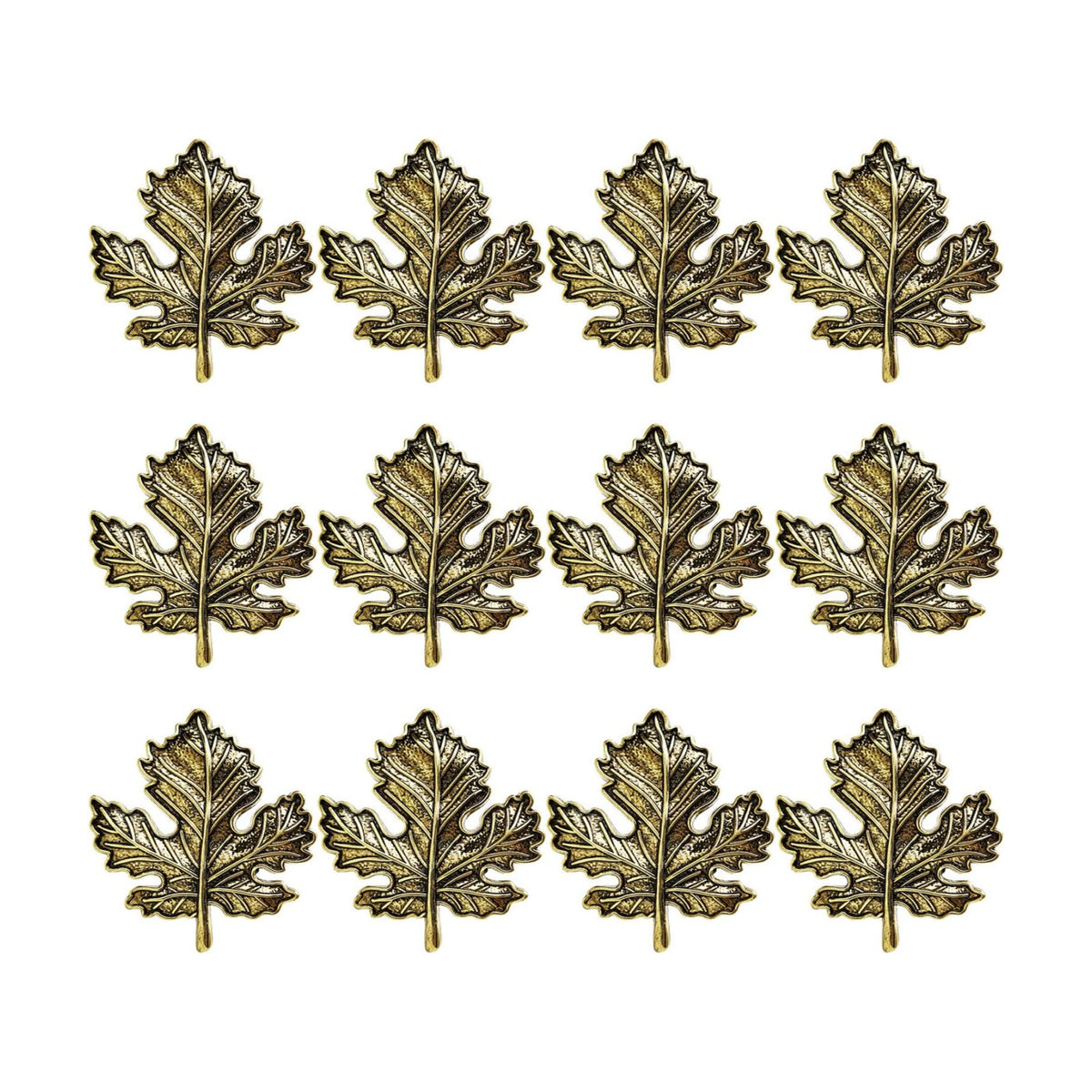 STMK Set of 12 Maple Leaf Napkin Rings, Fall Napkin Rings Alloy Napkin Holder for Fall Thanksgiving Day Theme Party Autumn Table Decorations