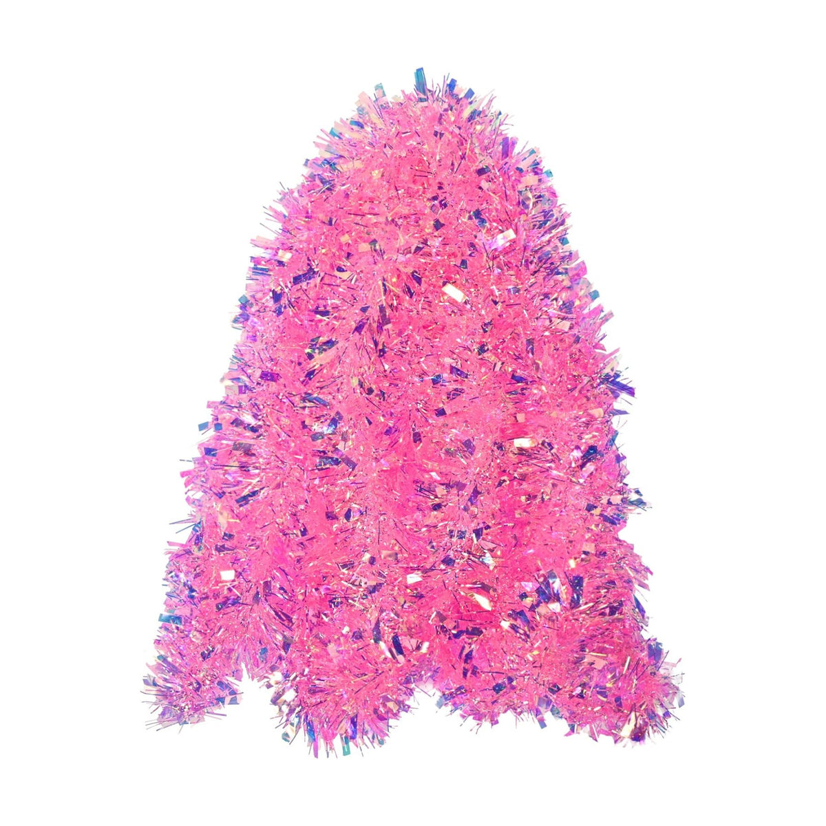 JXITON 20ft/6m Pink Christmas Tinsel Garland Iridescent Metallic Twisted Hanging Garland with Star for Chistmas Tree Fireplace Home Decoration