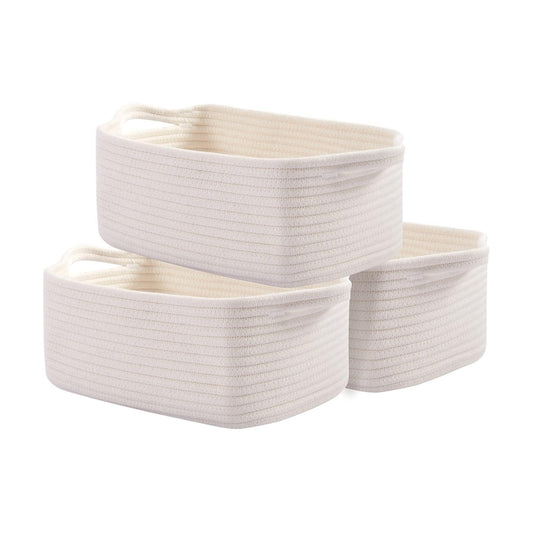 Cotton Rope Storage Baskets / Pure and White / Set of 3