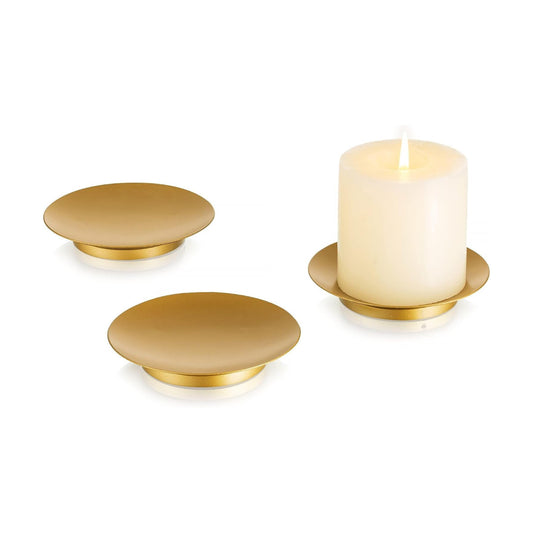 Pillar Plate Candle Holder / Gold / Set of 3