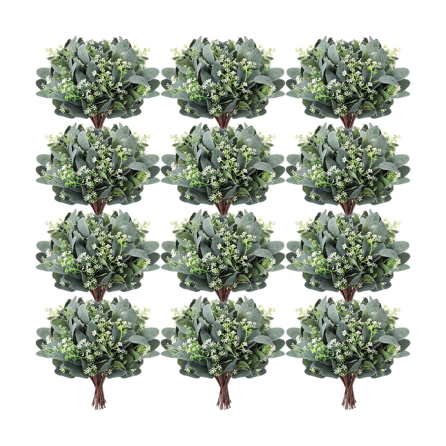 Artificial Greenery Eucalyptus Stem Artificial Mixed Eucalyptus Stems Leaves / White / Set of 100