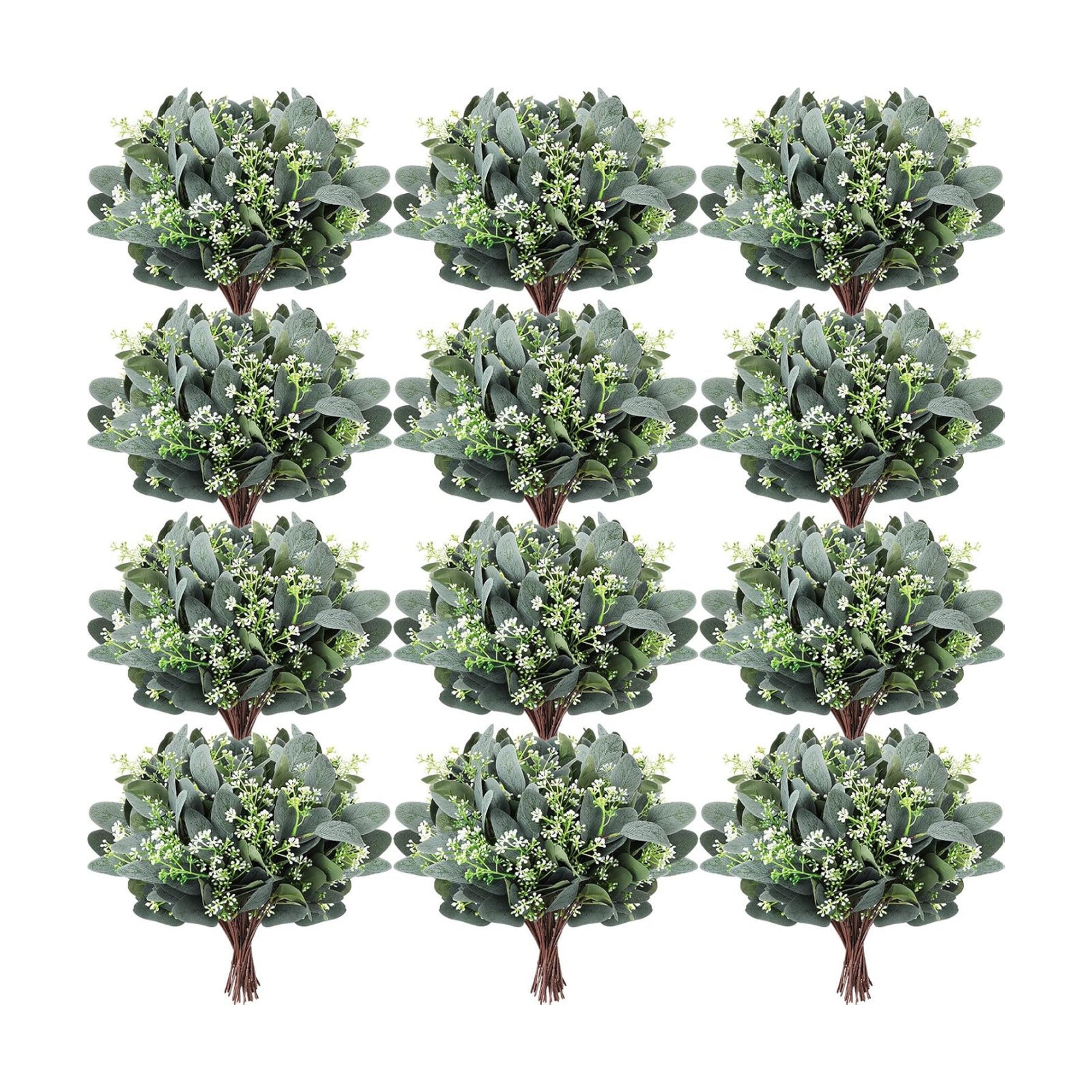 Artificial Greenery Eucalyptus Stem Artificial Mixed Eucalyptus Stems Leaves / White / Set of 100