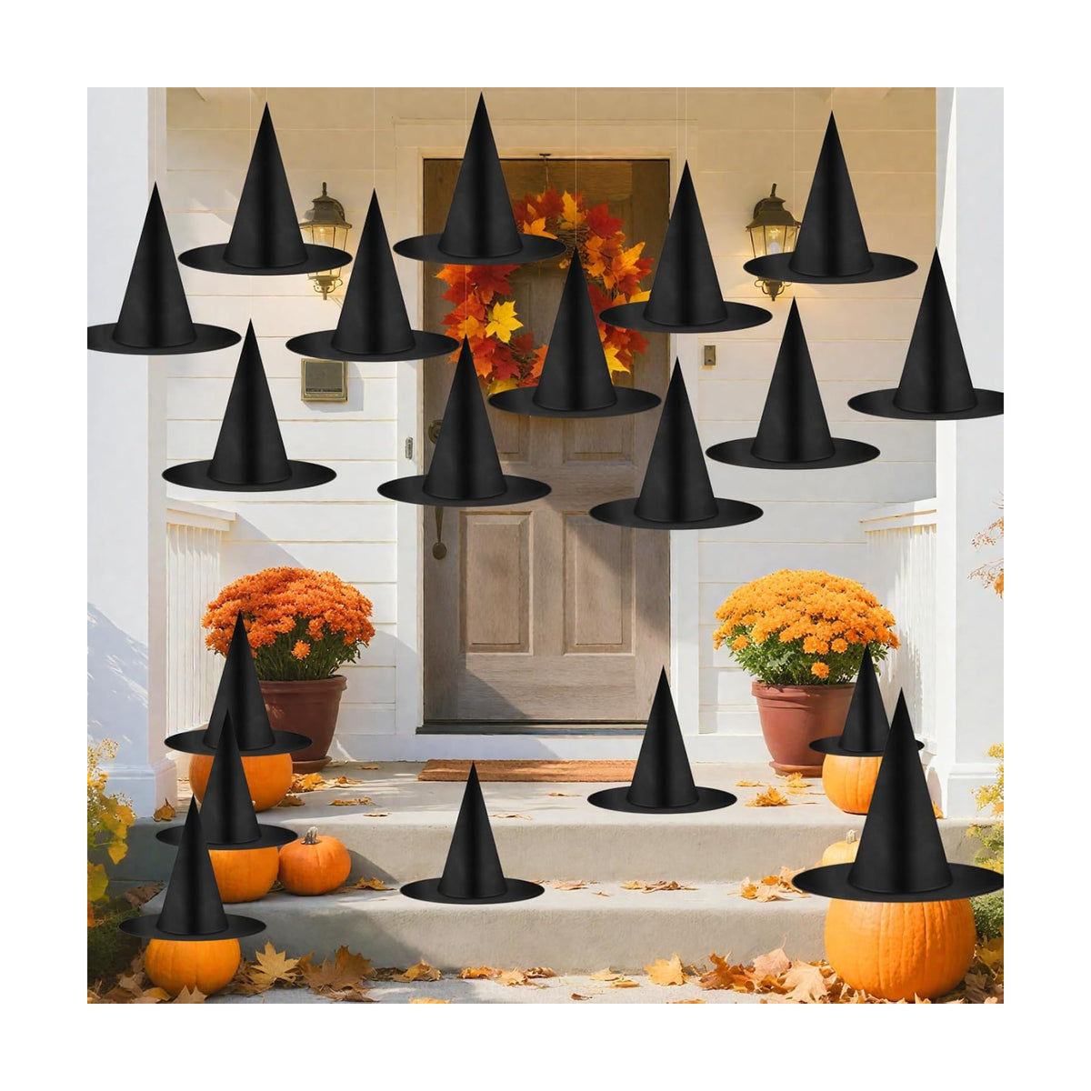 Legigo 24 PCS Halloween Decorations Witch Hat- Hanging Witch Hats with Rope