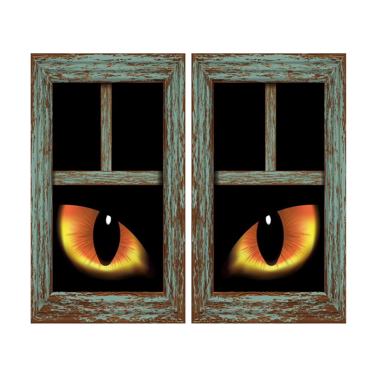 Irenare 2 Pcs Halloween Eyes for Windows, Curtain Panels Black Window Treatment Scary Eye Halloween Window Posters Silhouette for Bedroom Living Room, 34.49 x 60.24 Inches(Cat)