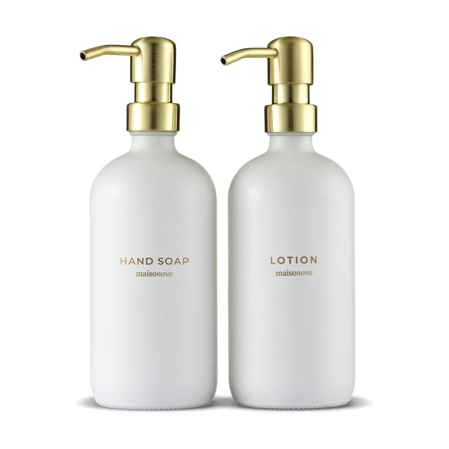 MaisoNovo Soap Dispenser 2-Piece Set | 16.9oz Clear Bottles with Gold Stainless Steel Pump Core