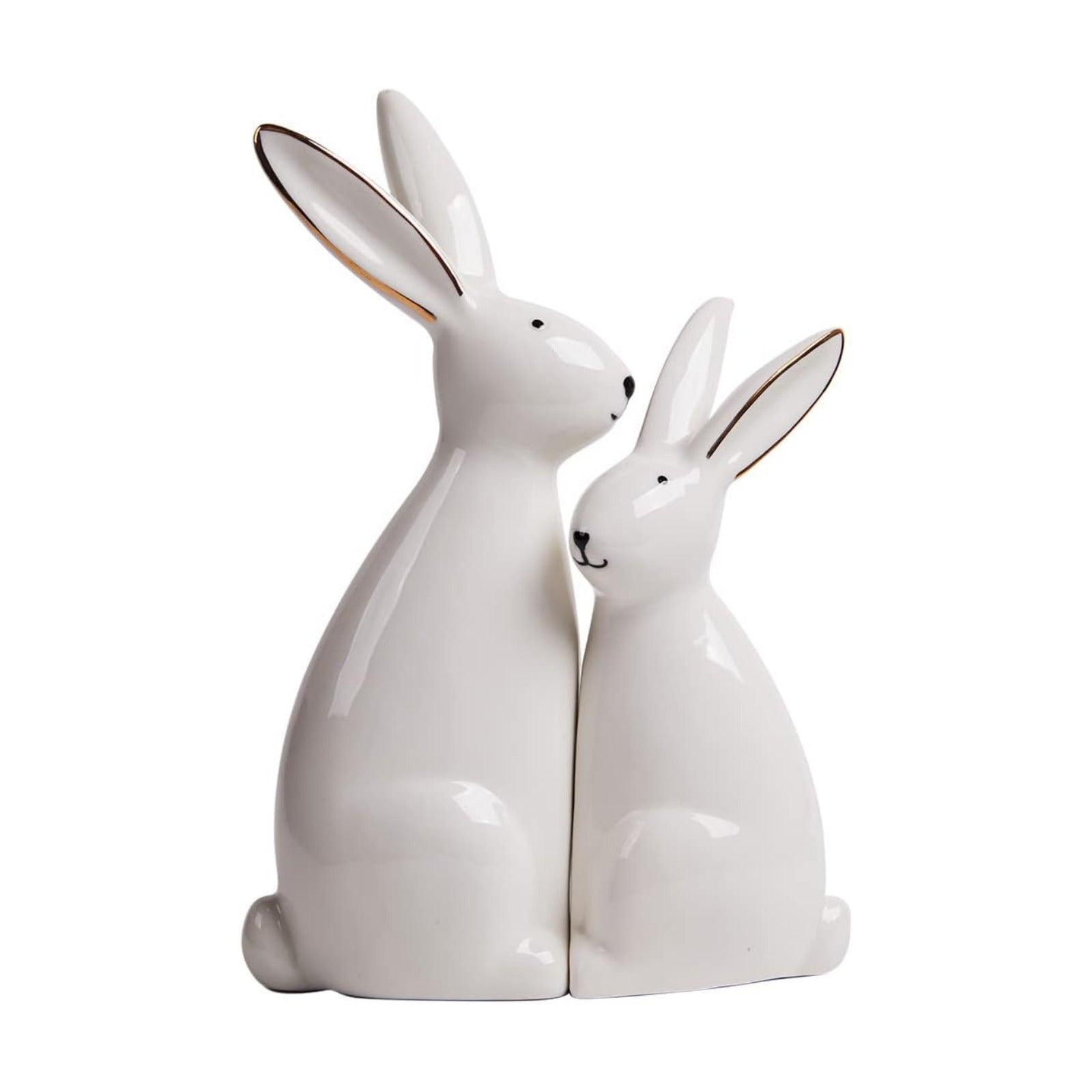 Rabbit Statue Bunny Figurine Modern Animal Sculpture Home Decor Gift / 7.6 Inch / Set of 2