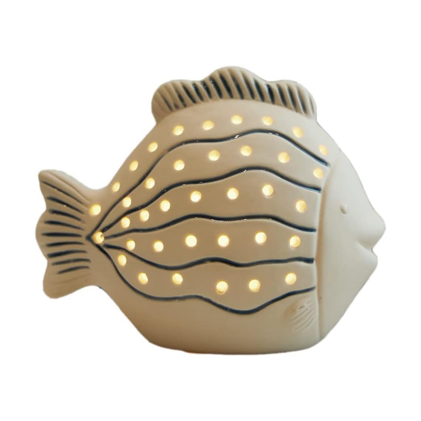 Fish Statue Figurine LED Ocean Decor Modern Sculpture Home Gift / Stripe / 5.5 Inch